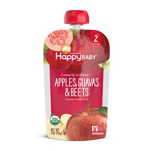 Happy Family Happy Baby Stage 2 Clearly Crafted - Apples Guavas & Beets, 113 g.