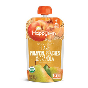Happy Family Happy Baby Stage 2 Clearly Crafted Meals - Pears Pumpkin Peaches & Granola, 113 g.