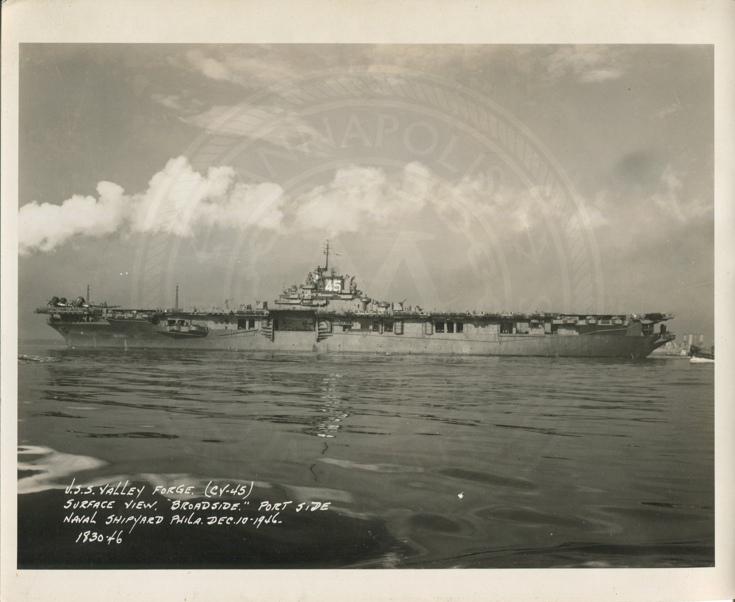 Official Navy Photo of WWII era USS Valley Forge (CV-45) Aircraft Carrier