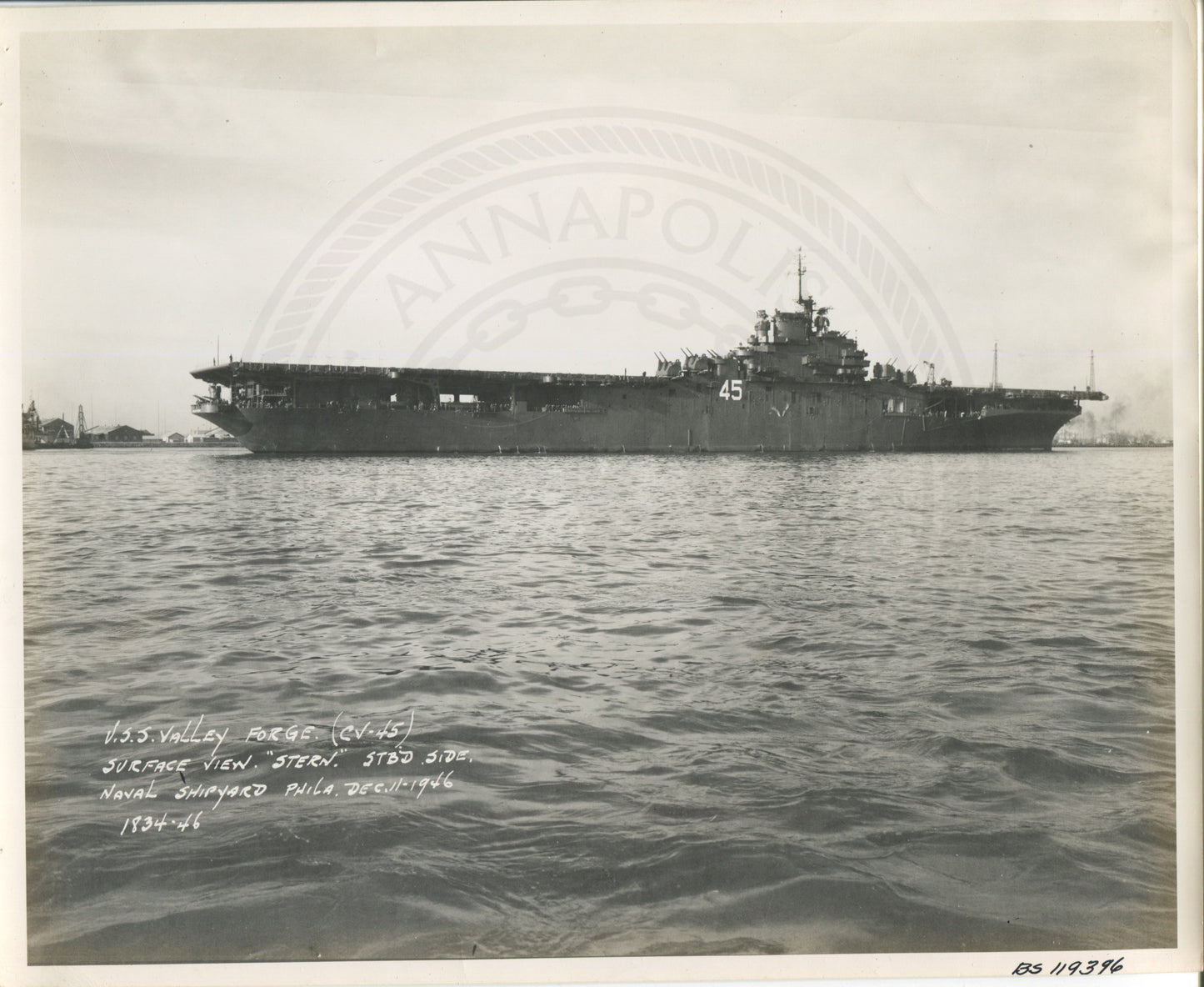 Official Navy Photo of WWII era USS Valley Forge (CV-45) Aircraft Carrier