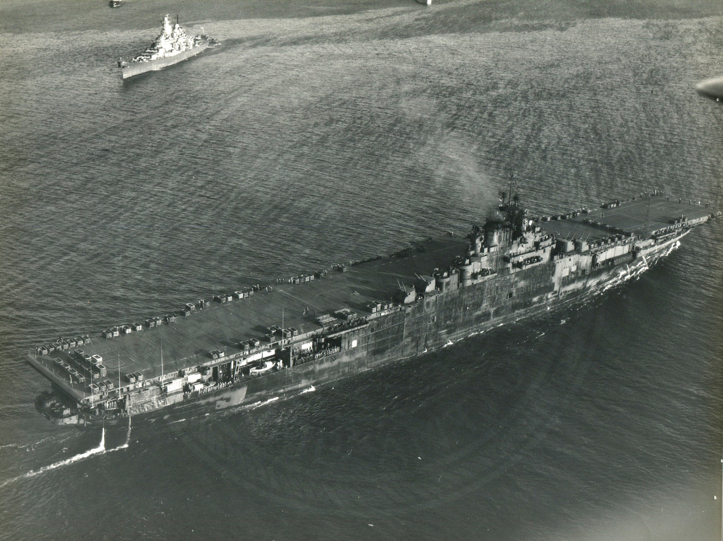 Official Navy Photo of WWII era USS Wasp (CV-18) Aircraft Carrier