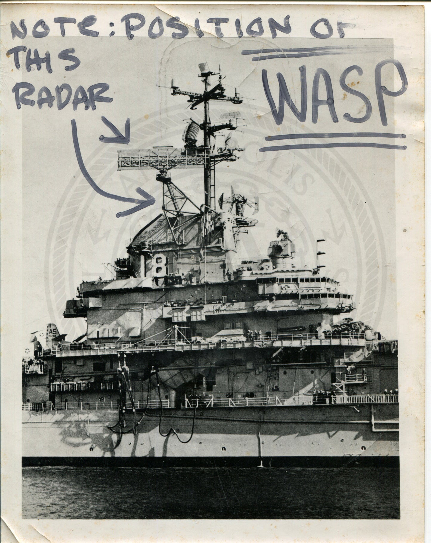 Official Navy Photo of WWII era USS Wasp (CV-18) Aircraft Carrier