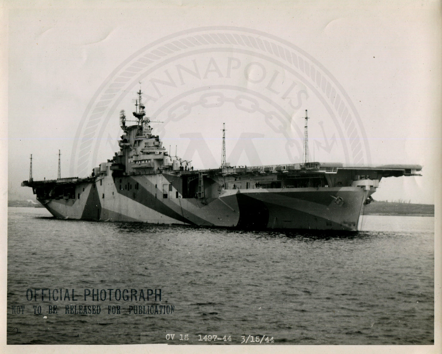 Official Navy Photo of WWII era USS Wasp (CV-18) Aircraft Carrier