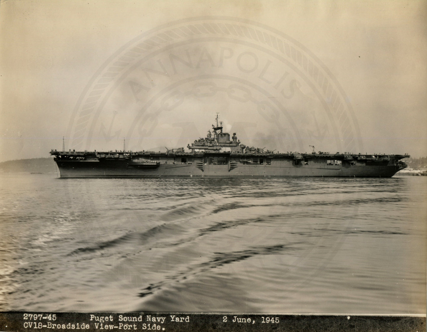 Official Navy Photo of WWII era USS Wasp (CV-18) Aircraft Carrier