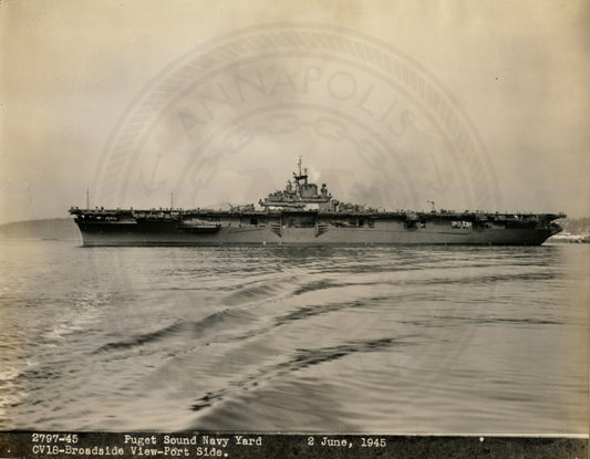 Official Navy Photo of WWII era USS Wasp (CV-18) Aircraft Carrier