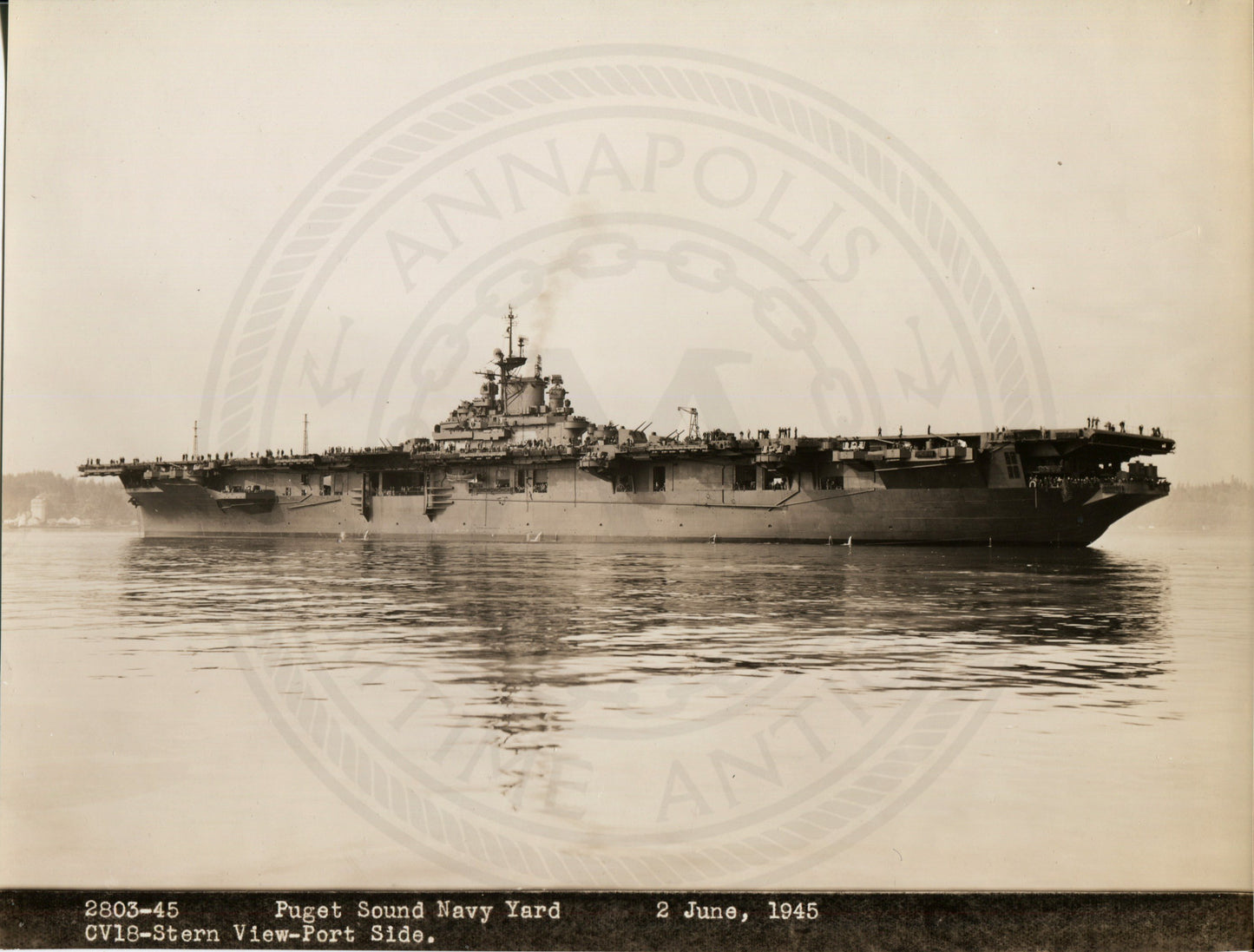 Official Navy Photo of WWII era USS Wasp (CV-18) Aircraft Carrier