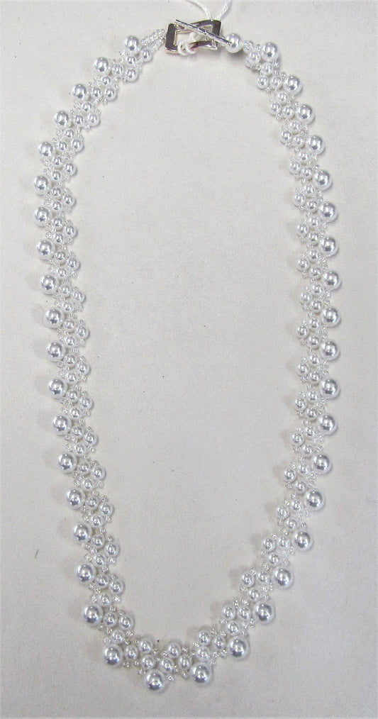Handcrafted white beaded necklace