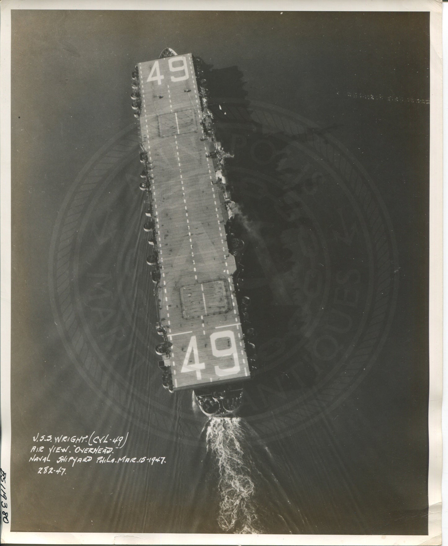 Official Navy Photo of WWII era Wright  (CV-49) Aircraft Carrier