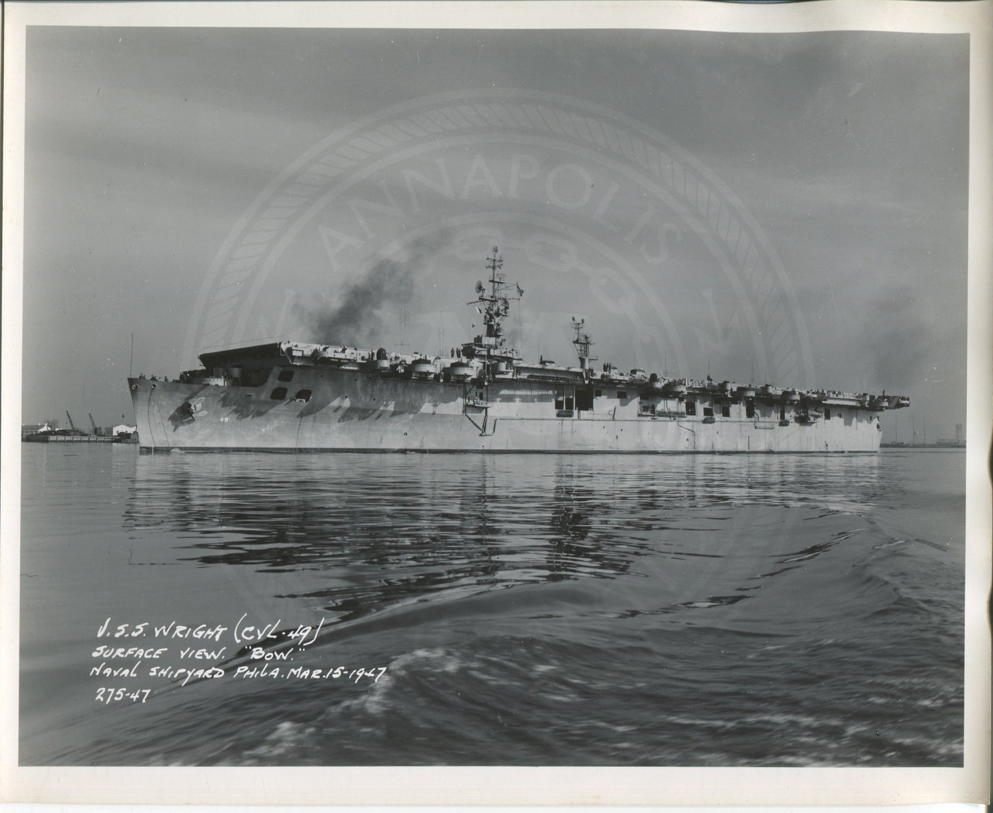 Official Navy Photo of WWII era Wright  (CV-49) Aircraft Carrier