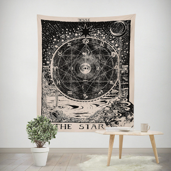 Vintage European Wall Hangings Witchcraft Tapestry Sun Moon Star Arras Carpet Astrology Blanket