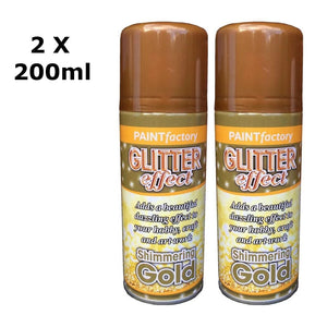 Glitter Effect Spray Paint Decorate Craft Art Colour For Wood Metal Plastic 200ML[Gold,2 x 200ml]