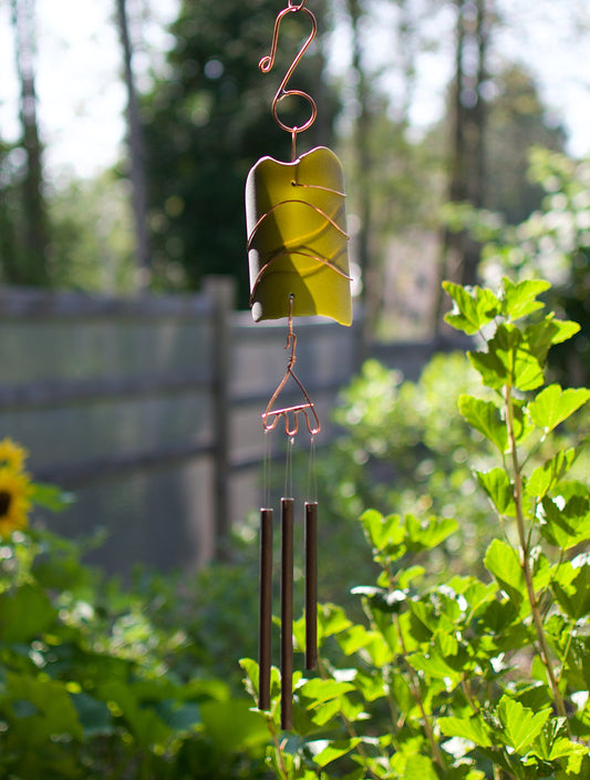Handcrafted Sea Glass Copper Art Wind Chime