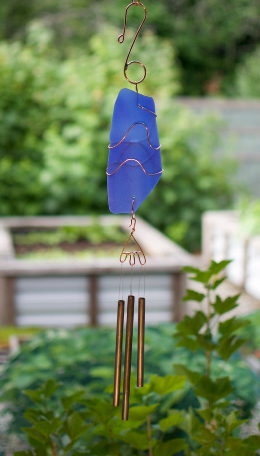 Sea Glass Windchime Suncatcher Brass Chimes Handcrafted