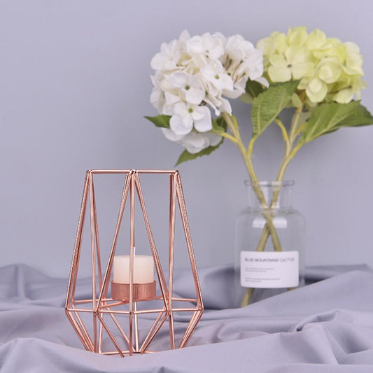 Nordic Style Wrought Iron Geometric Metal Craft Candlestick