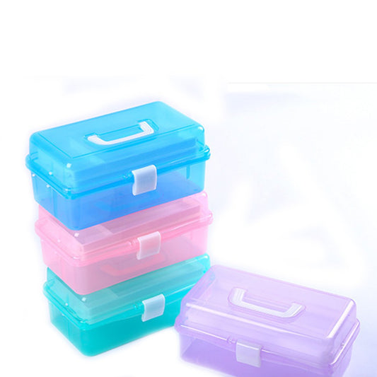Multifunctional Three Layers Storage Box Tool Plastic Art Craft Supply Case Pencil Container Case with Lift-Out Tray