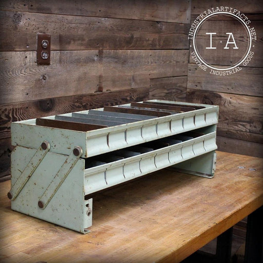 Vintage Industrial Metal Folding Tool Chest Crafts Jewelery Box