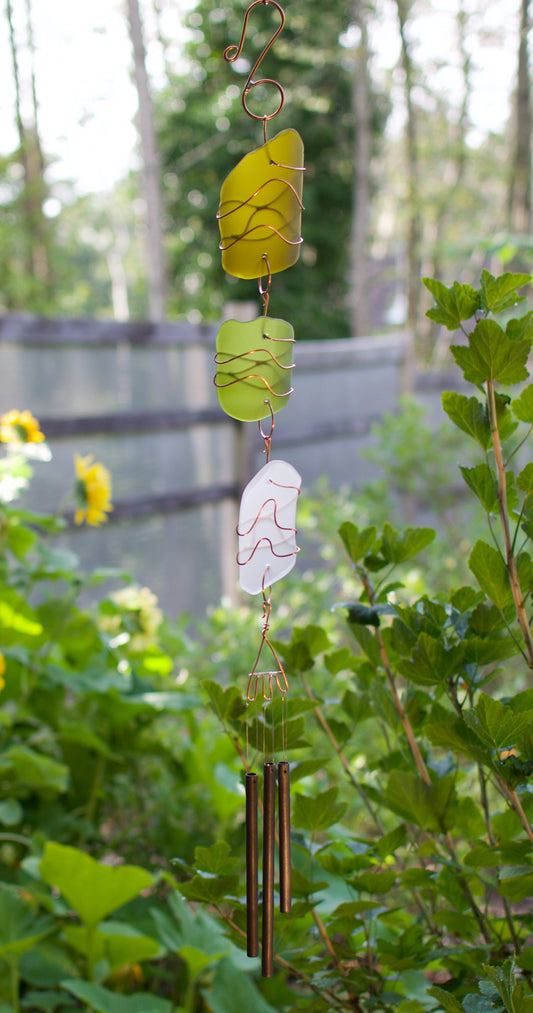 Outdoor Sea Glass Copper Handcrafted Art Wind Chime