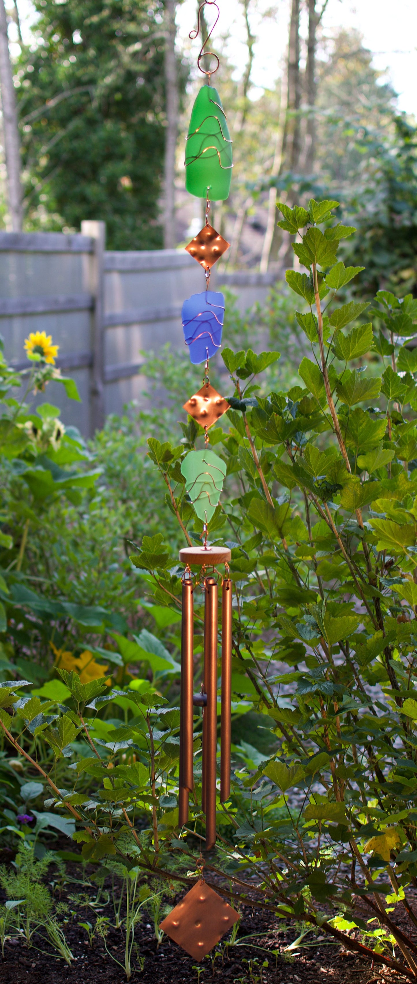 Large Glass and Copper Outdoor Hancrafted Wind Chimes