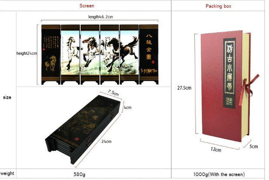 Ornament Wood Arts Craft Mini Folding Screen