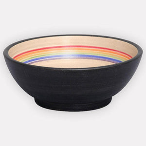 Handcrafted Round Ceramic Vessel Sink - Streaked Black