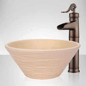 Handcrafted Wave Conical Ceramic Vessel Sink - Ivory
