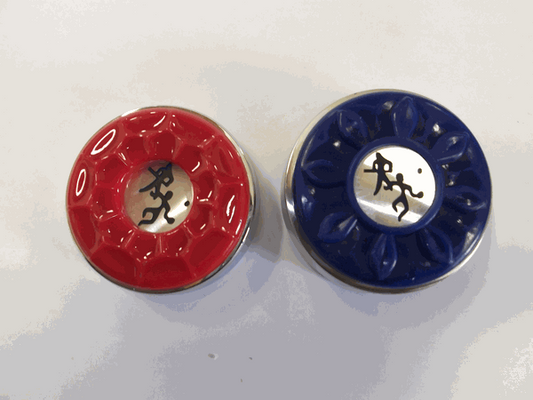 Playcraft 2 5/16” Deluxe Shuffleboard Weight - Set, 4 Red & 4 Blue