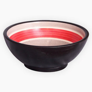 Handcrafted Round Ceramic Vessel Sink - Striped Black