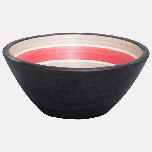 Handcrafted Conical Ceramic Vessel Sink - Striped Black