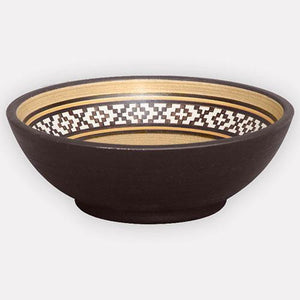 Handcrafted Round Ceramic Vessel Sink - Decorated Brown