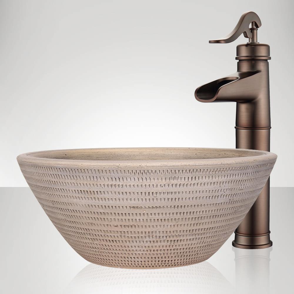 Handcrafted Perforated Conical Ceramic Vessel Sink - Gray