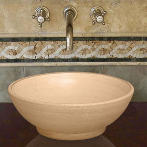 Handcrafted Round Ceramic Vessel Sink - Beige