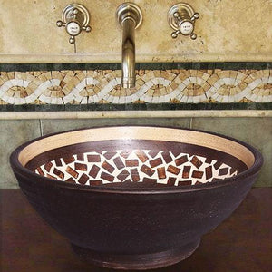Handcrafted Round Ceramic Vessel Sink - Speckled Brown