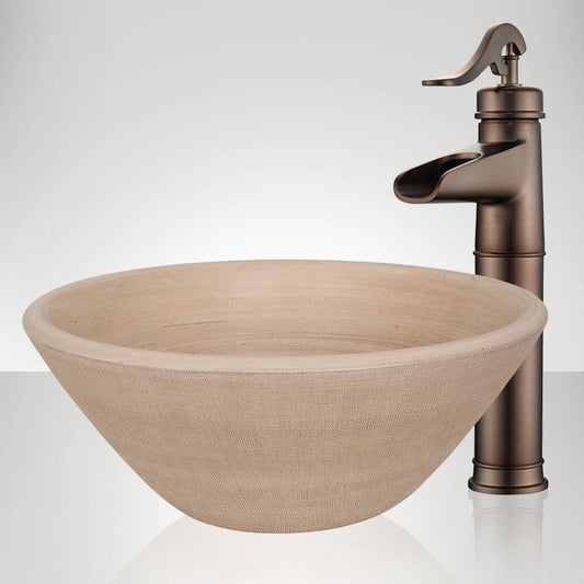 Handcrafted Conical Ceramic Vessel Sink - Beige