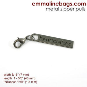Zipper Pull "handcrafted" Gunmetal Finish Emmaline Bags