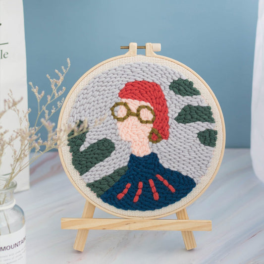 The Girl with Short Hair  DIY Rug Hooking Punch Needle HandCraft