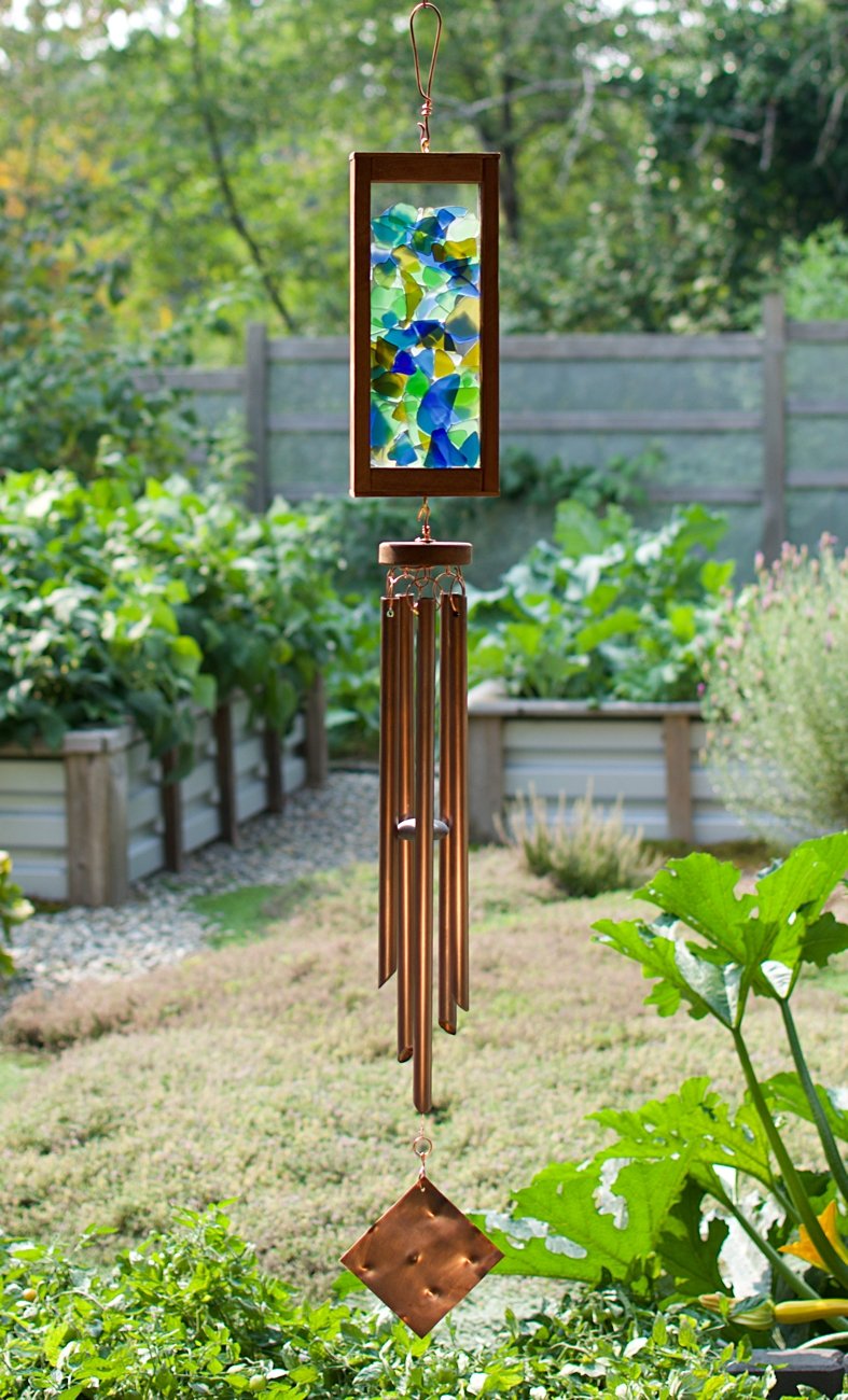 Handcrafted Windchime Colorful Glass Copper Chimes