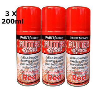 Glitter Effect Spray Paint Decorate Craft Art Colour For Wood Metal Plastic 200ML[Red,3 x 200ml]