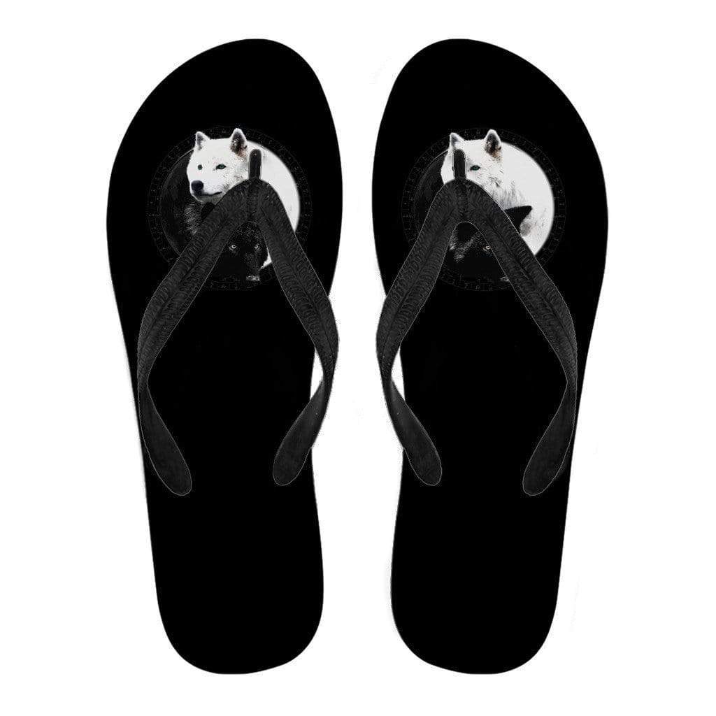 Yin Yang Wolf Inspired by Witchcraft & Wicca Men's Flip Flops
