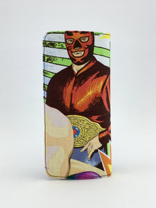 Lucha libre inspired handcrafted checkbook style wallet