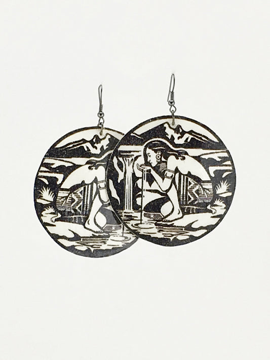 Native American handcrafted shell dangle earrings