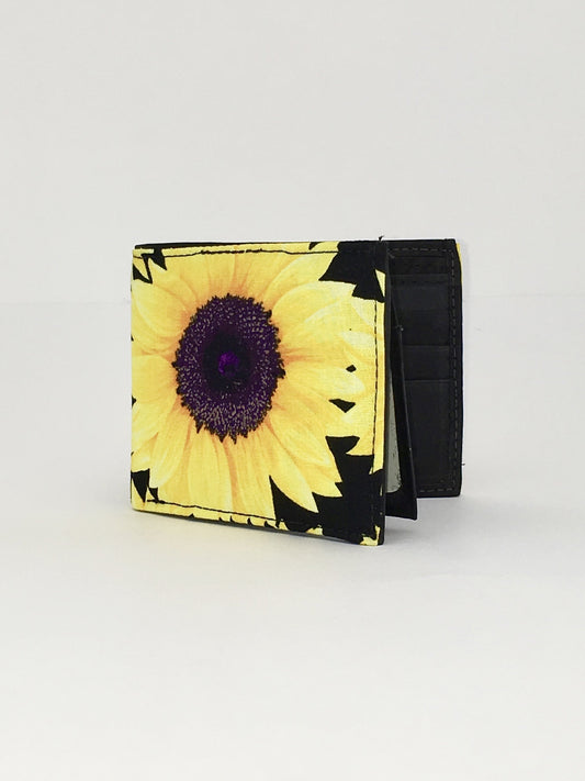 Handcrafted billfold style SUNFLOWER print