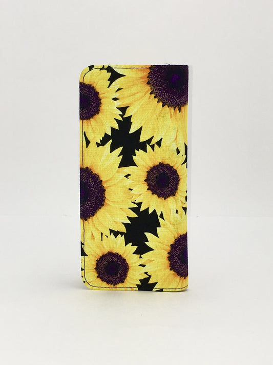 SUNFLOWER floral print handcrafted checkbook wallet