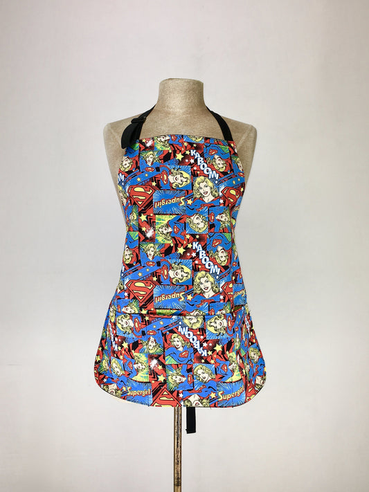 Super girl comics print handcrafted double sided apron
