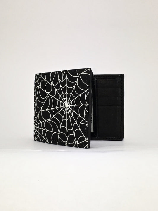 Spider man Venom black spiderweb print handcrafted billfold wallet
