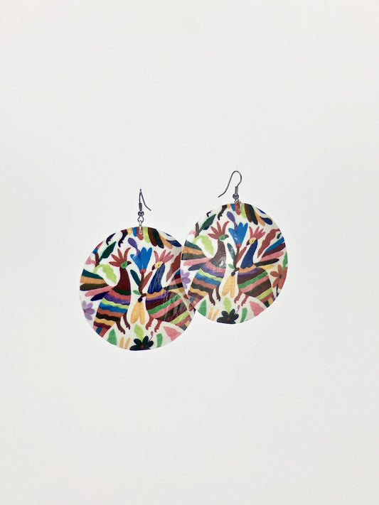 Otomi art print handcrafted shell earrings