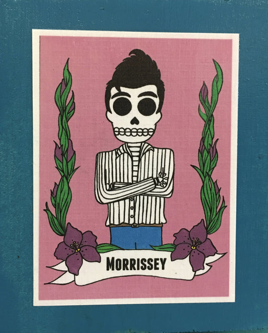 Morrissey Dia de Muertos handcrafted pop art frame by Ninoska Arte