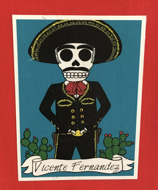 Vicente Chente Fernandez Dia de Muertos handcrafted pop art frame by Ninoska Arte