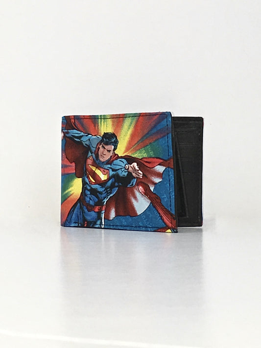 Superman print handcrafted billfold wallet
