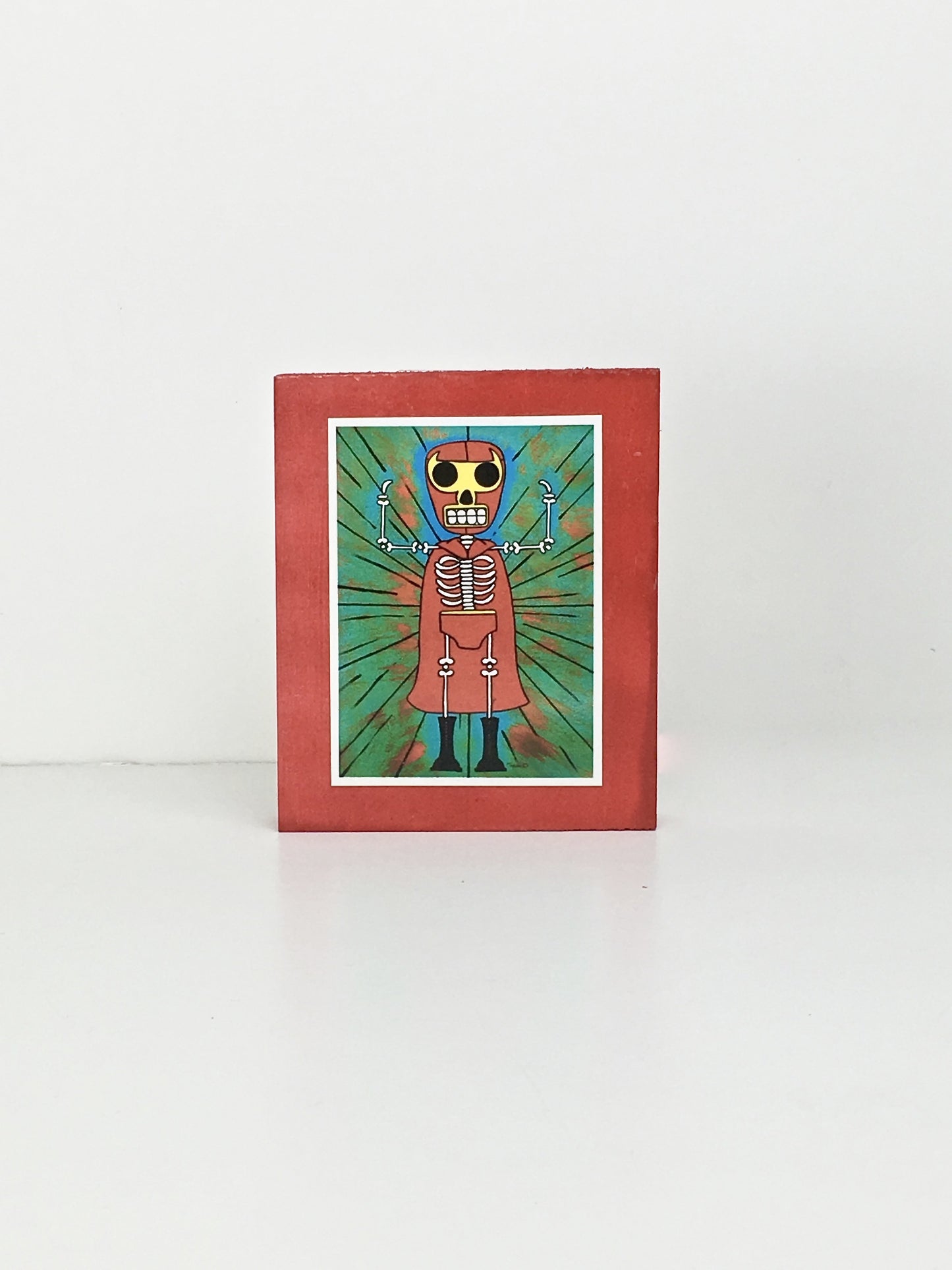 Luchador dia de muertos inspired handcrafted pop art frame by Ninoska Arte