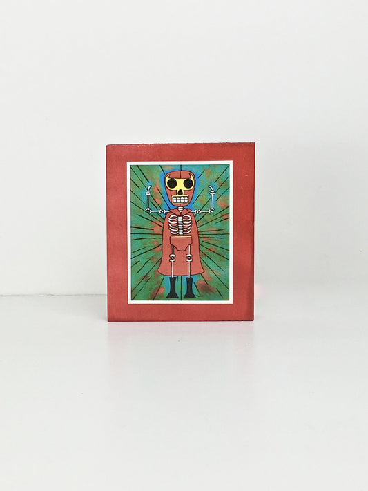 Luchador dia de muertos inspired handcrafted pop art frame by Ninoska Arte